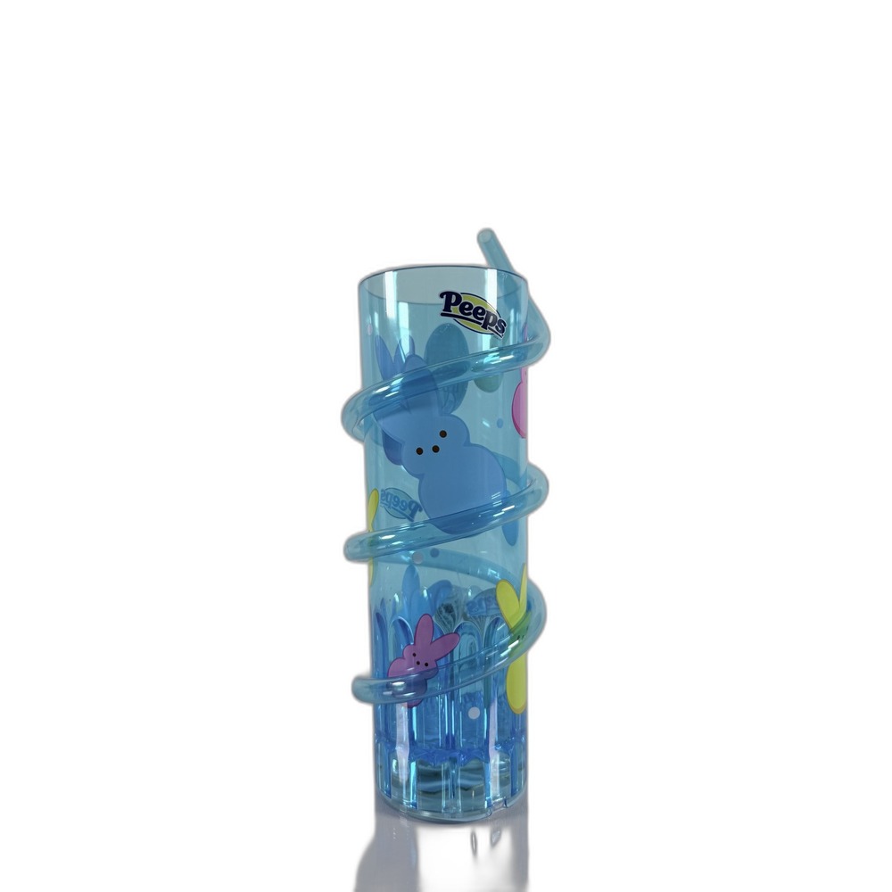 Peeps Light Up‎ Flashing Cup Blue Spiral Straw Easter Bunny Novelty Tumbler